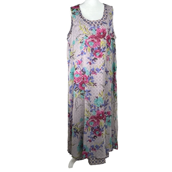 Vasna Desire Multi Print Sleeveless Maxi Dress Size 1X - Picture 2 of 9